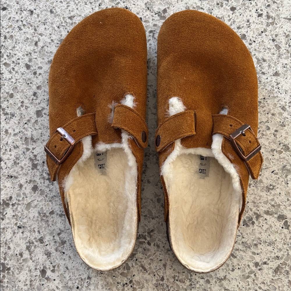 Birkenstock Caramel Fleece-Lined Clogs